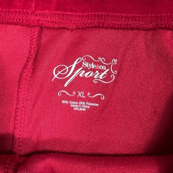 Style & Co. Sport, Red Velour Wide Leg Track Pants Elastic Waist Women’s X-Large - Picture 8 of 11